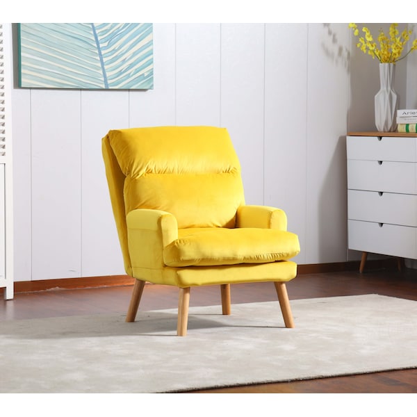 Homelegance EOS Accent Click Clack Chair With Ottoman, Yellow With Oak Finish Legs - HM1760YW-1