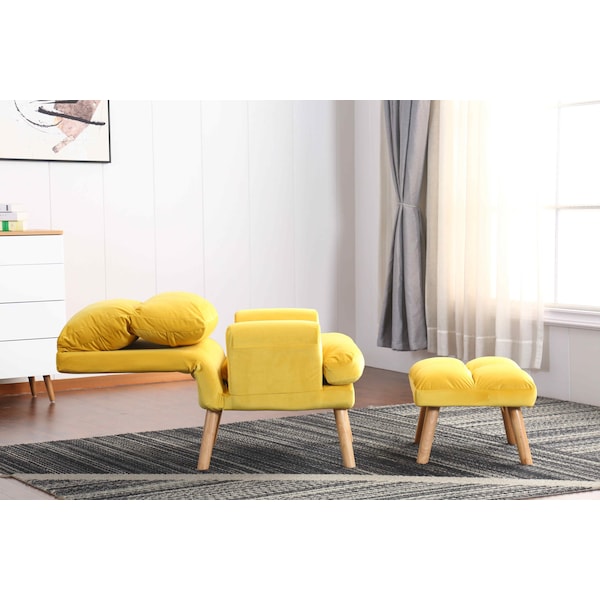 Homelegance EOS Accent Click Clack Chair With Ottoman, Yellow With Oak Finish Legs - HM1760YW-1