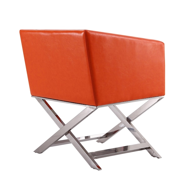 Manhattan Comfort Hollywood Lounge Accent Chair in Orange and Polished Chrome - AC050-OR