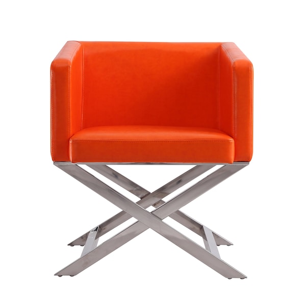 Manhattan Comfort Hollywood Lounge Accent Chair in Orange and Polished Chrome - AC050-OR