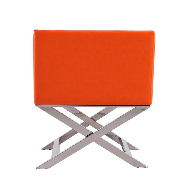 Manhattan Comfort Hollywood Lounge Accent Chair in Orange and Polished Chrome - AC050-OR