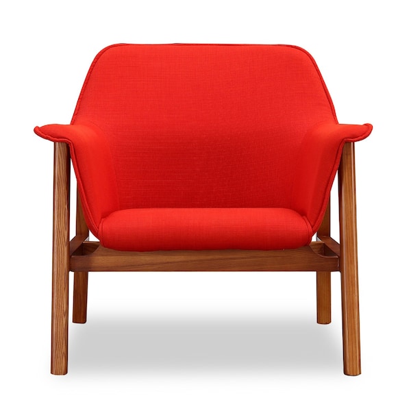 Manhattan Comfort Miller Accent Chair in Burnt Orange and Walnut (Set of 2) - 2-AC007-OR