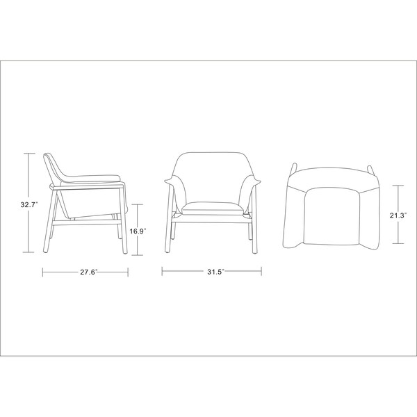 Manhattan Comfort Miller Accent Chair in Burnt Orange and Walnut (Set of 2) - 2-AC007-OR