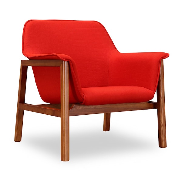 Manhattan Comfort Miller Accent Chair in Burnt Orange and Walnut (Set of 2) - 2-AC007-OR