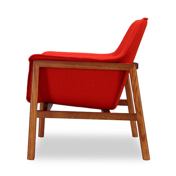 Manhattan Comfort Miller Accent Chair in Burnt Orange and Walnut (Set of 2) - 2-AC007-OR