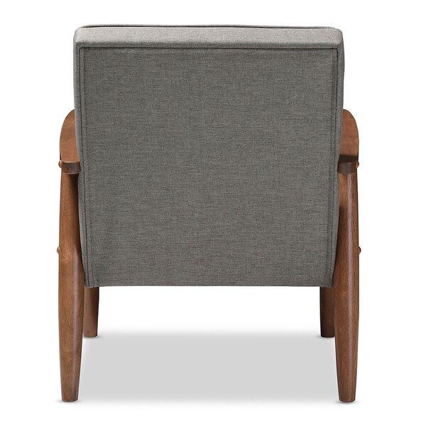 Baxton Studio Sorrento Grey Upholstered Wooden Lounge Chair - 122-6766