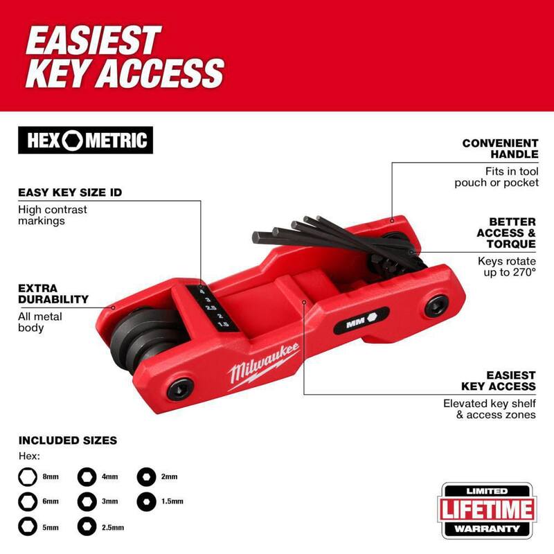 Milwaukee Folding Metric Hex Key Set (8-Piece) with 4-in-1 Precision Multi-Bit Screwdriver - 48-22-2182-48-22-2930