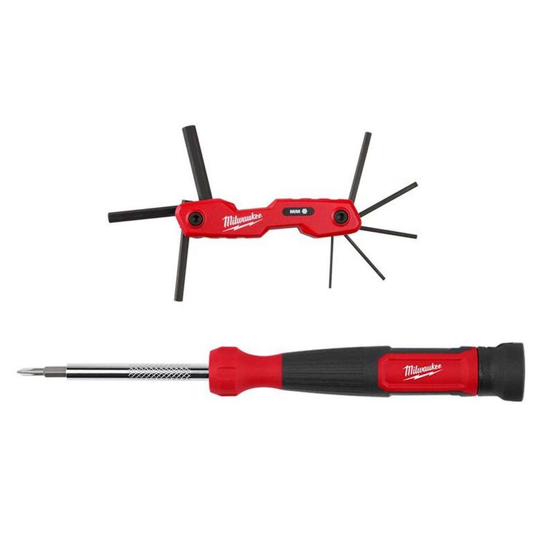 Milwaukee Folding Metric Hex Key Set (8-Piece) with 4-in-1 Precision Multi-Bit Screwdriver - 48-22-2182-48-22-2930
