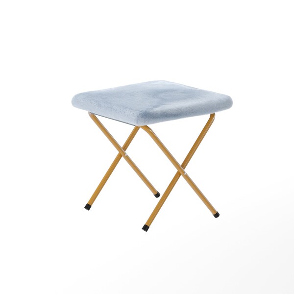 Flash Furniture Archer 28-in Oversized Folding Saucer Chair w/Folding Ottoman, Dusty Aqua Faux Fur/Soft Gold Frame - FV-FSC-027-FR-DTAQ-SGD-GG