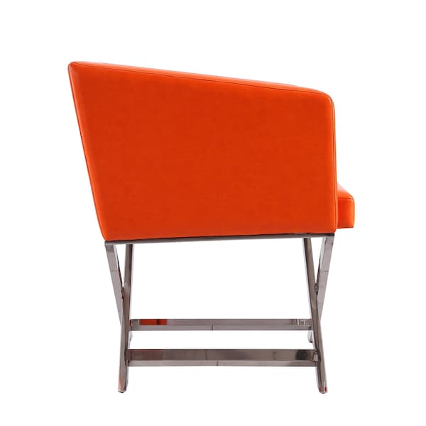 Manhattan Comfort Hollywood Lounge Accent Chair in Orange and Polished Chrome (Set of 2) - 2-AC050-OR