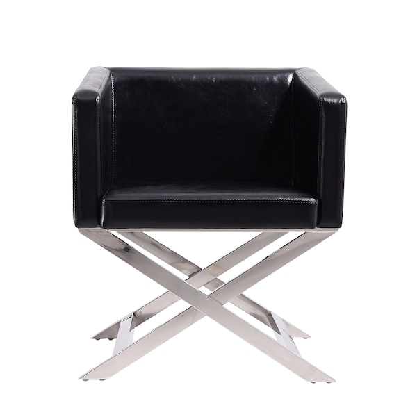 Manhattan Comfort Hollywood Lounge Accent Chair in Black and Polished Chrome - AC050-BK