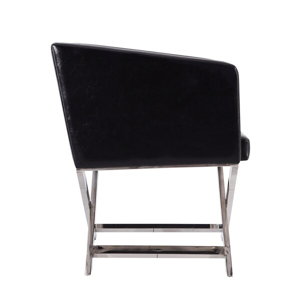 Manhattan Comfort Hollywood Lounge Accent Chair in Black and Polished Chrome - AC050-BK