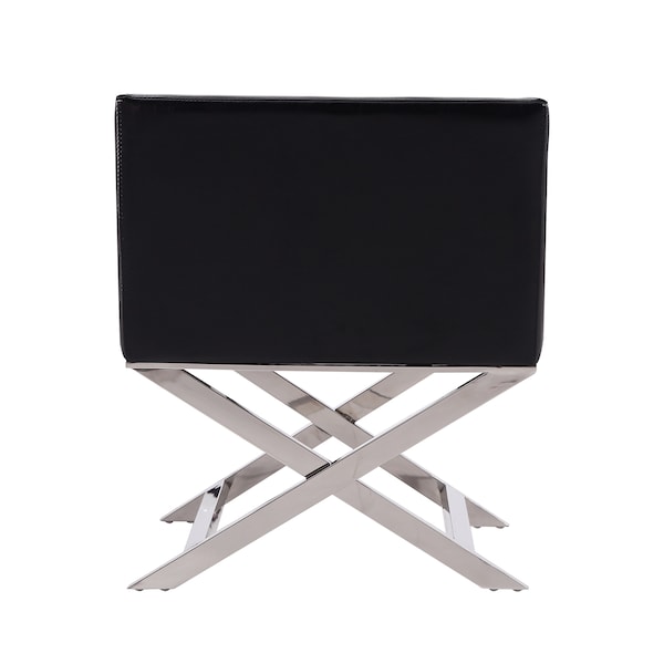 Manhattan Comfort Hollywood Lounge Accent Chair in Black and Polished Chrome - AC050-BK