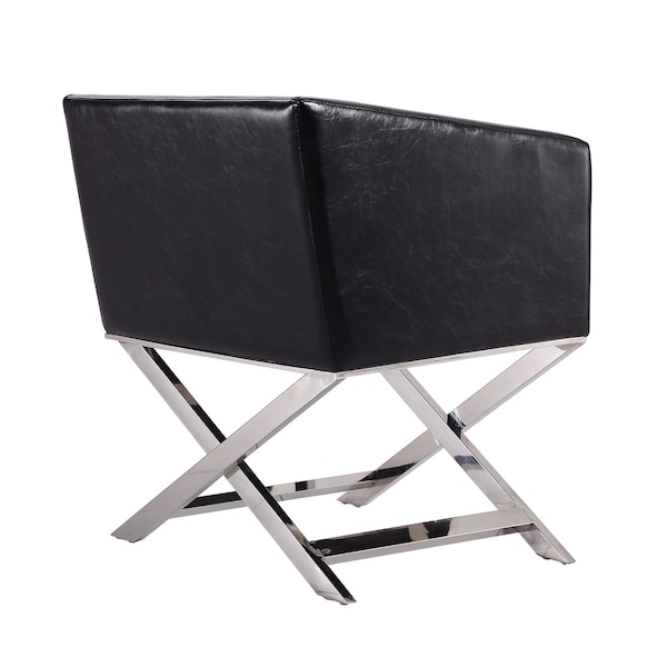 Manhattan Comfort Hollywood Lounge Accent Chair in Black and Polished Chrome - AC050-BK