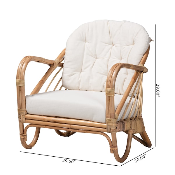 Baxton Studio Aliane Modern Bohemian Natural Brown Antique Rattan Armchair - 219-12700-ZORO