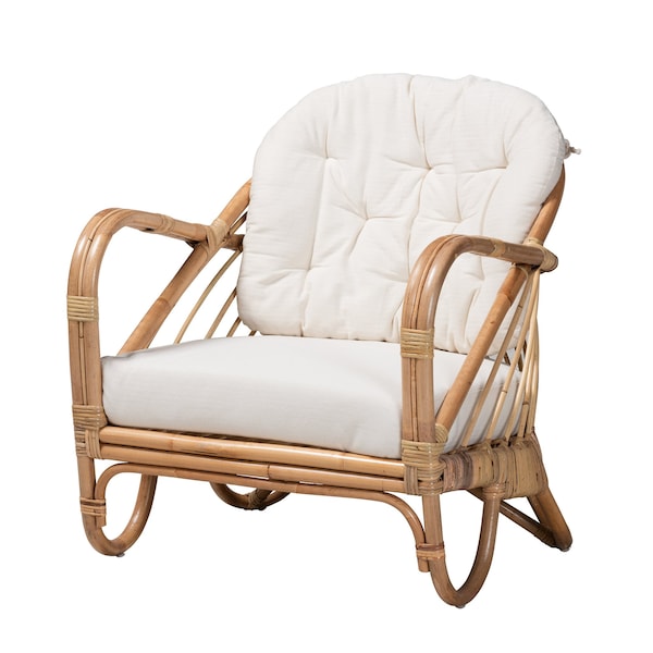 Baxton Studio Aliane Modern Bohemian Natural Brown Antique Rattan Armchair - 219-12700-ZORO