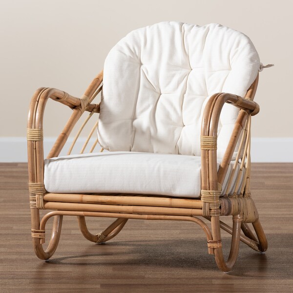 Baxton Studio Aliane Modern Bohemian Natural Brown Antique Rattan Armchair - 219-12700-ZORO