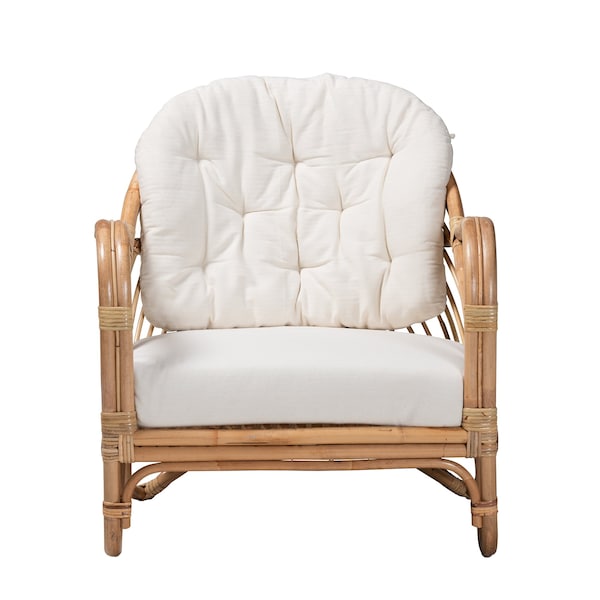Baxton Studio Aliane Modern Bohemian Natural Brown Antique Rattan Armchair - 219-12700-ZORO