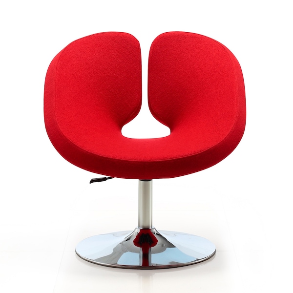 Manhattan Comfort Perch Adjustable Chair in Red and Polished Chrome (Set of 2) - 2-AC037-RD