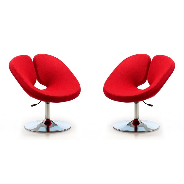 Manhattan Comfort Perch Adjustable Chair in Red and Polished Chrome (Set of 2) - 2-AC037-RD