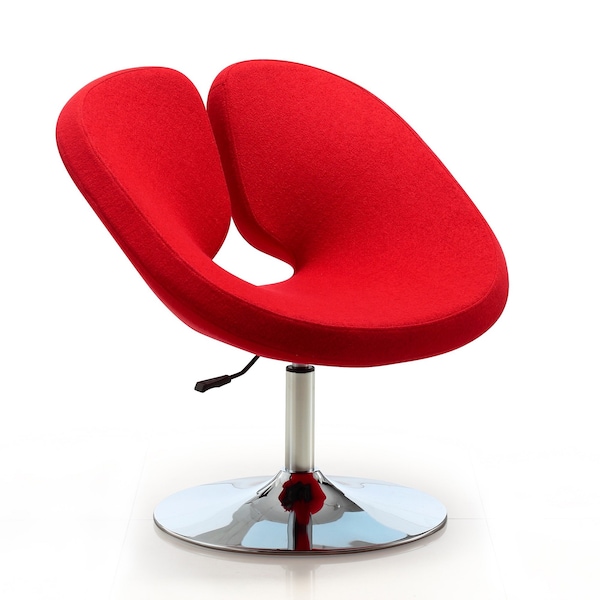 Manhattan Comfort Perch Adjustable Chair in Red and Polished Chrome (Set of 2) - 2-AC037-RD