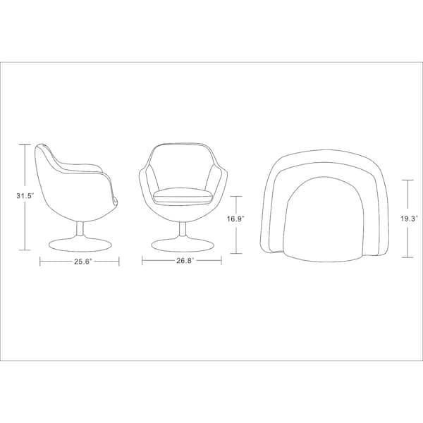 Manhattan Comfort Caisson Faux Leather Swivel Accent Chair in White and Polished Chrome - AC028-WH