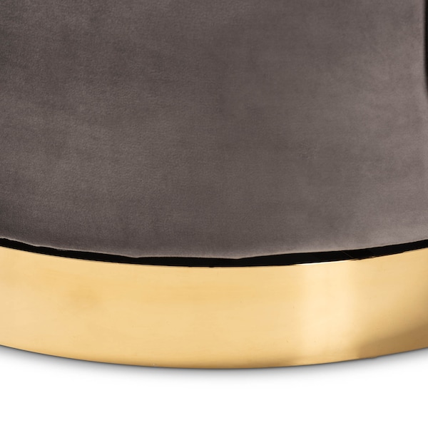 Baxton Studio Saffi Grey Velvet Upholstered Gold Finished Swivel Accent Chair - 163-10573