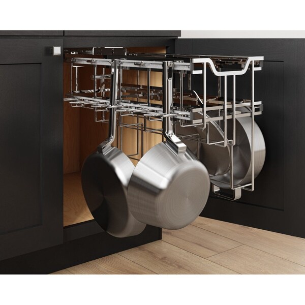 Hardware Resources Polished Chrome STORAGE WITH STYLE Soft-close Hanging Pan Pullout - SWS-PO21PC