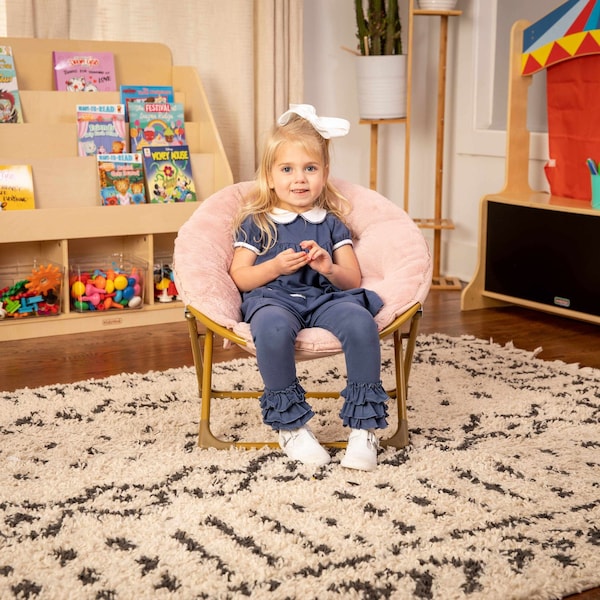 Flash Furniture Kids BlushSoft Gold Faux Fur Saucer Chair - FV-FMC-030-BL-SGD-GG
