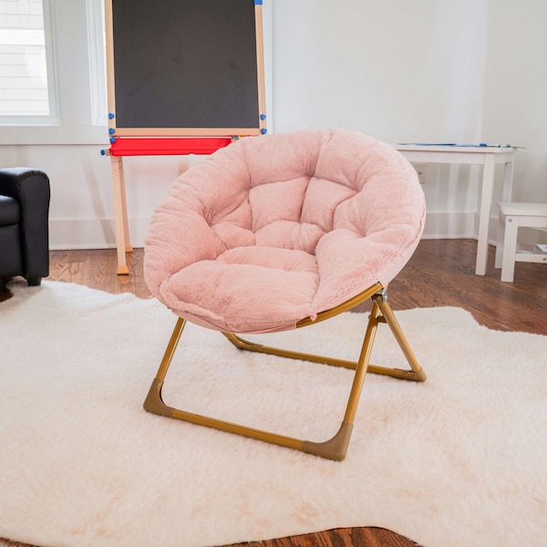 Flash Furniture Kids BlushSoft Gold Faux Fur Saucer Chair - FV-FMC-030-BL-SGD-GG