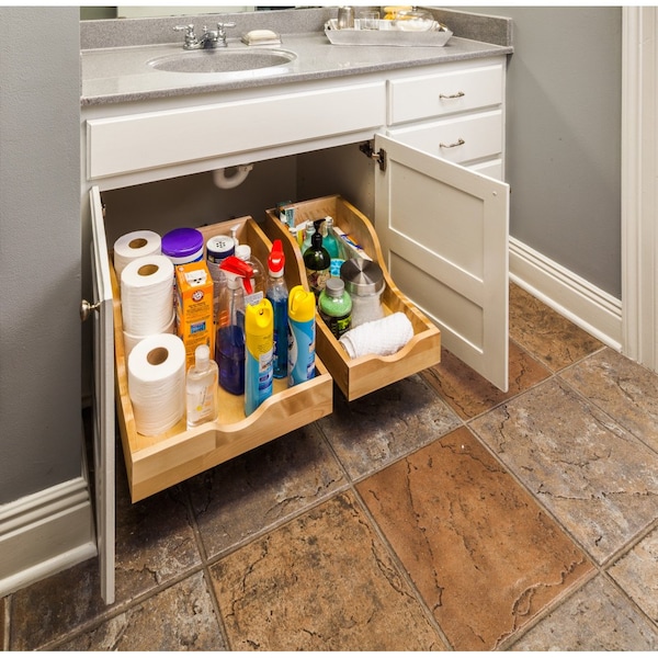 Hardware Resources 12" Wood High Back Rollout for Vanity Depth - ROVHB12-WB