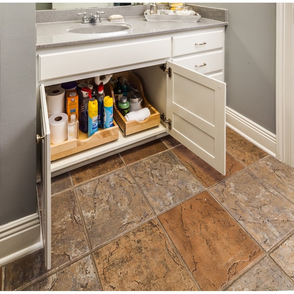 Hardware Resources 12" Wood High Back Rollout for Vanity Depth - ROVHB12-WB