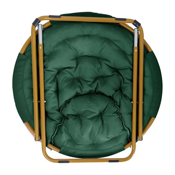 Flash Furniture Gwen 38 Oversize Portable Faux Fur Folding Saucer Moon Chair, Emerald Faux Fur/Soft Gold Frame - FV-FMC-025-EMRLD-SGD-GG