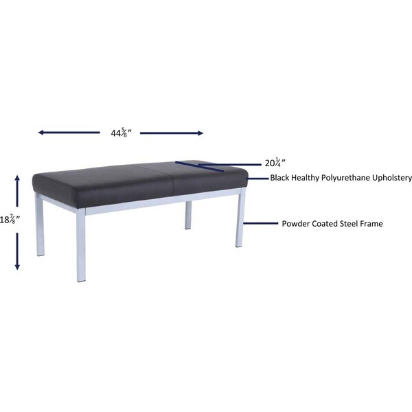 Lorell Guest Bench, Antimicrobial Vinyl, 44-5/8"x20-1/4"x18-7/8", BKSR - LLR66999