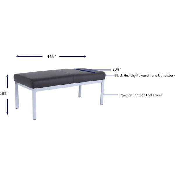 Lorell Guest Bench, Antimicrobial Vinyl, 44-5/8"x20-1/4"x18-7/8", BKSR - LLR66999