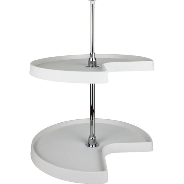 Hardware Resources 28" Kidney Two-Shelf Plastic Lazy Susan Set with Chrome Hubs - PLSMK28
