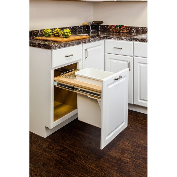 Hardware Resources Single Grey 50 Quart Top-Mount Trashcan Pullout for 12" Opening - CAN-TMS1250G-K