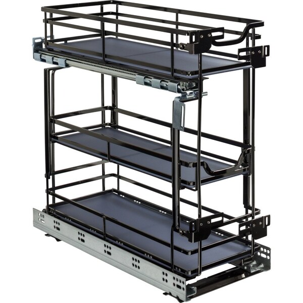 Hardware Resources 8" Black Nickel STORAGE WITH STYLE Metal "No Wiggle" Under Drawer Base Pullout, Preassembled - SWS-DBPO8BN