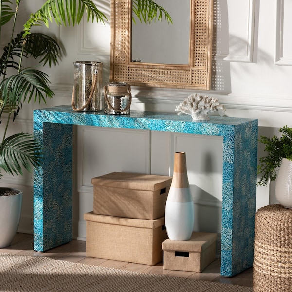 Baxton Studio Veruca Modern Bohemian Blue Mother of Pearl Console Table - 240-13474-ZORO