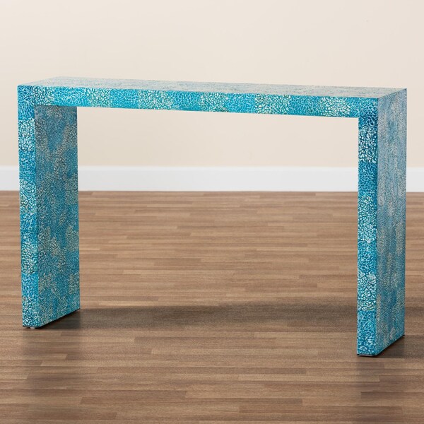 Baxton Studio Veruca Modern Bohemian Blue Mother of Pearl Console Table - 240-13474-ZORO