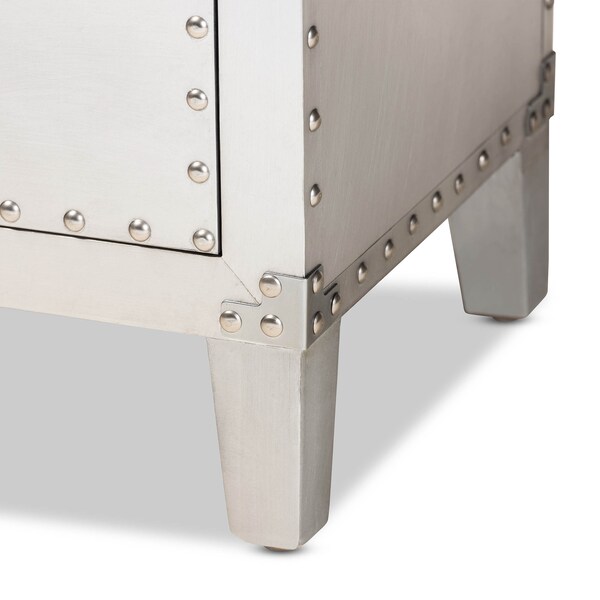 Baxton Studio Carel Silver Metal 5-Drawer Accent Chest - 160-10249