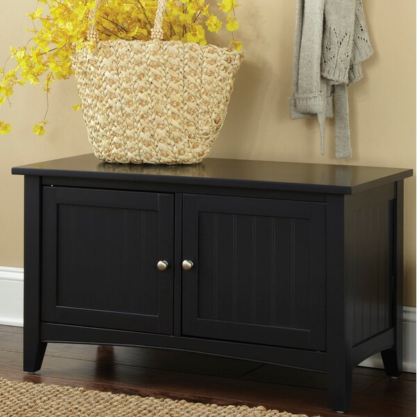 Alaterre Furniture Shaker Cottage Storage Cabinet Bench, Charcoal Gray - ASCA05BL