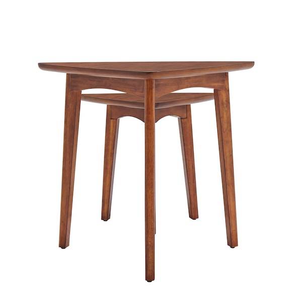Alaterre Furniture Monterey 24" Mid-Century Wood Triangular Nesting End Tables, Set of Two, Warm Chestnut - ANMT0170N