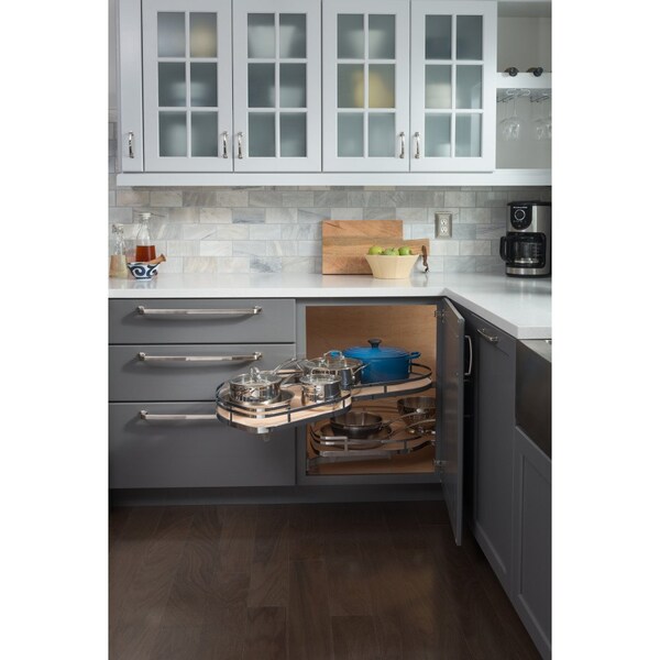 Hardware Resources 18" Polished Chrome and Maple Blind Corner Swingout for Openings on the Left of the Blind - BCSO218PCMP-LH
