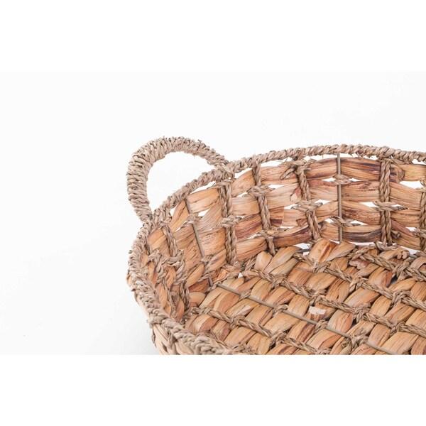 Vintiquewise Seagrass Fruit Bread Basket Tray with Handles, Large - QI003546.L