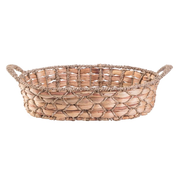 Vintiquewise Seagrass Fruit Bread Basket Tray with Handles, Large - QI003546.L