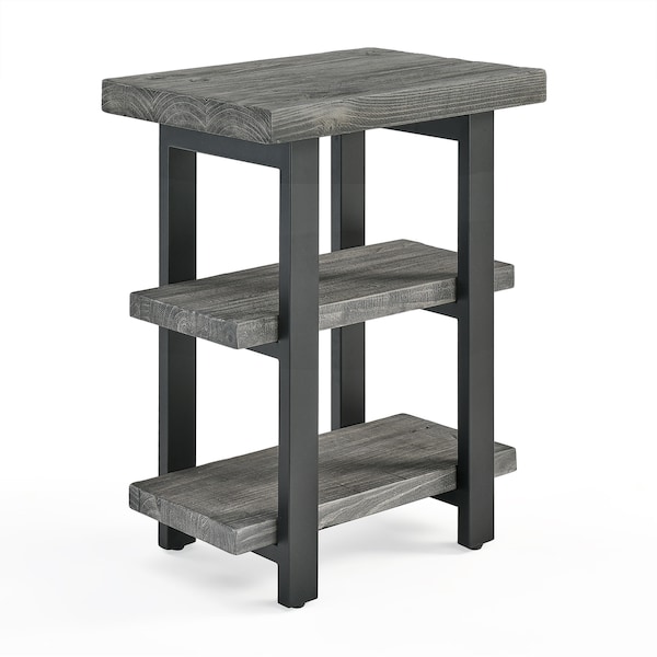 Alaterre Furniture Pomona Metal and Wood 2-Shelf End Table, Slate Gray - AMBA02SG