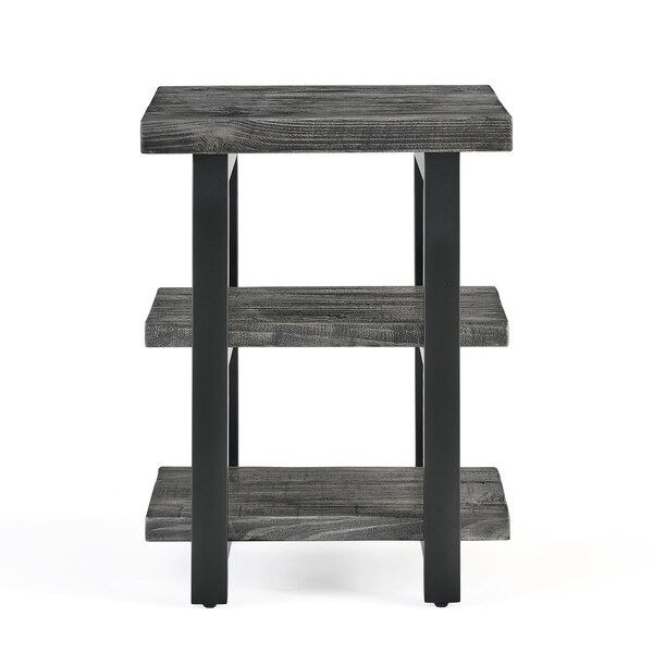 Alaterre Furniture Pomona Metal and Wood 2-Shelf End Table, Slate Gray - AMBA02SG