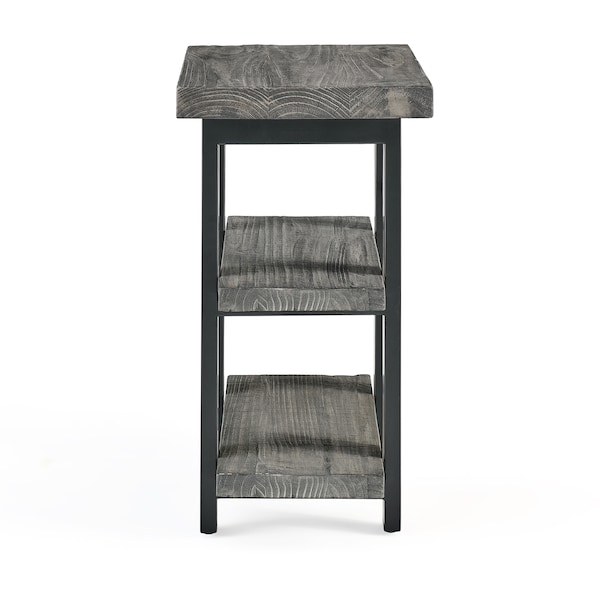 Alaterre Furniture Pomona Metal and Wood 2-Shelf End Table, Slate Gray - AMBA02SG