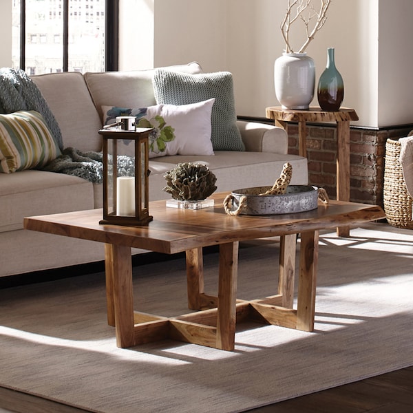 Alaterre Furniture Berkshire Natural Live Edge Wood Large Coffee Table, Weight: 75 - AWBB1220S